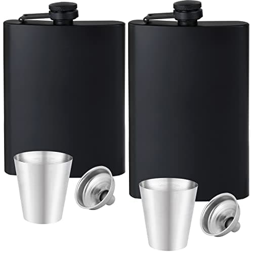 GADIEDIE 12 oz and 8 oz Flask Set, Matte Black