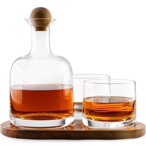 Cork & Mill Decanter Set with Wood Tray, 800 ml