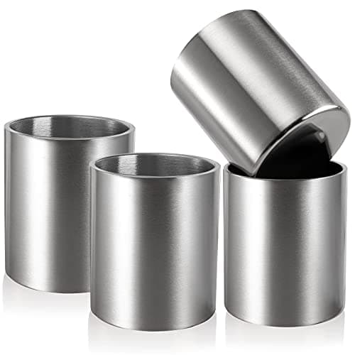 ZEAYEA Stainless Steel Double-Wall Whiskey Tumblers, 10 oz, set of 4