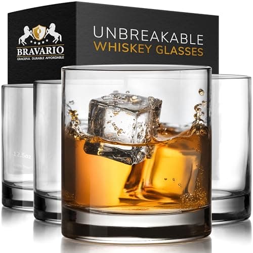 Bravario Unbreakable Tritan Rocks Glasses, 12.5 oz, set of 4