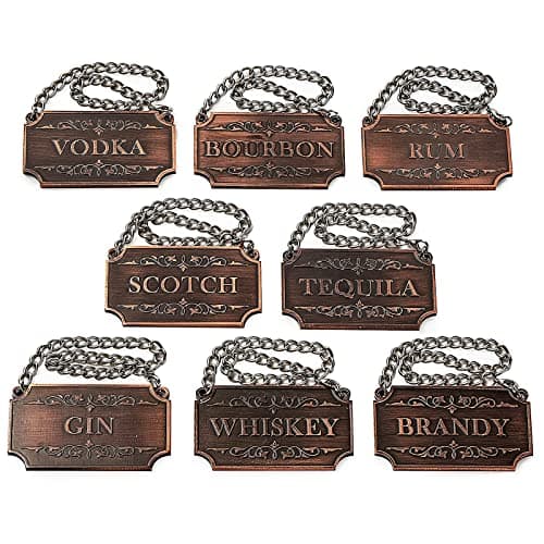 The Wine Savant Decanter Tags, Copper, Set of 8