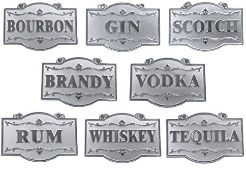 Liquor Tags with Adjustable Chains, Set of 8