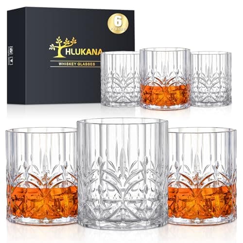 Hlukana Unbreakable Plastic Whiskey Glasses, 14 oz, set of 6