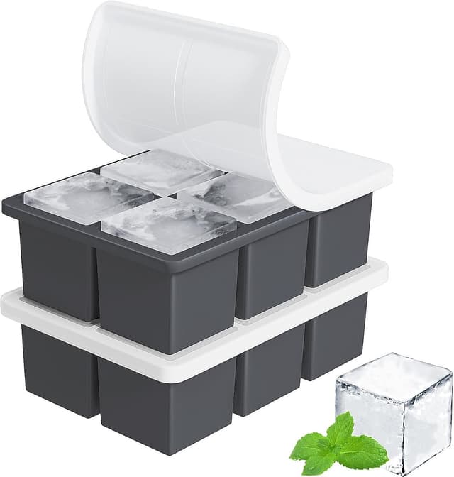 FDDBI Large Ice Cube Trays with Lid, 2-Inch, 2-Pack