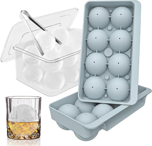 WIBIMEN 2.5-Inch Round Ice Ball Molds with Storage Bin