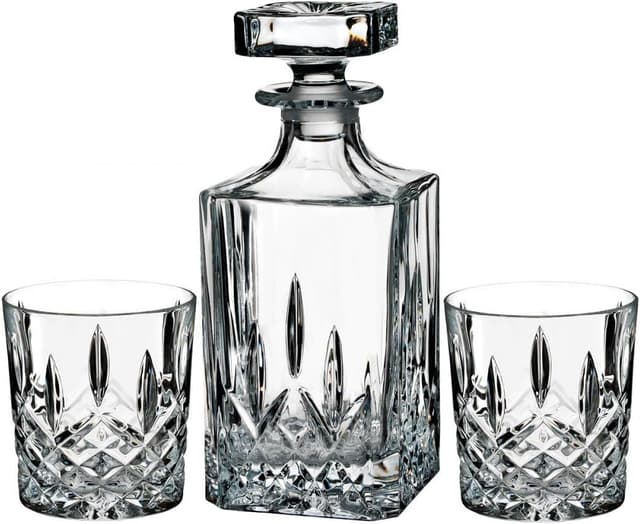 Waterford Marquis Markham Square Decanter and Glass Pair