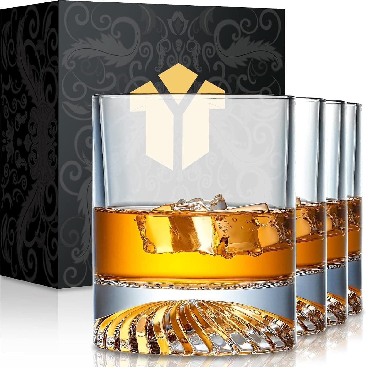 OPAYLY Old Fashioned Glasses, Set of 4, 12 oz