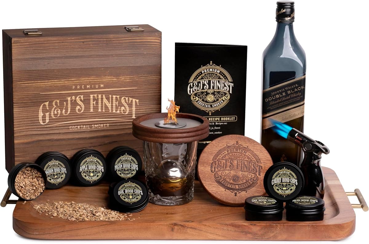 G&J's Finest Mahogany Smoker Kit with Quad Torch and Wood Box