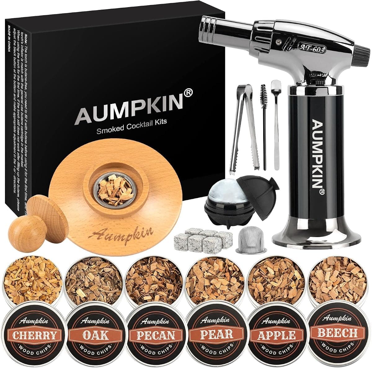 Cocktail Smoker Kit with Torch, 6 Wood Chip Flavors