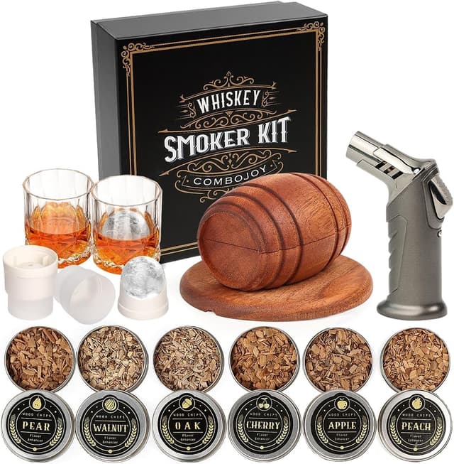 Whiskey Smoker Kit with Torch, 2 Glasses and Ice Molds
