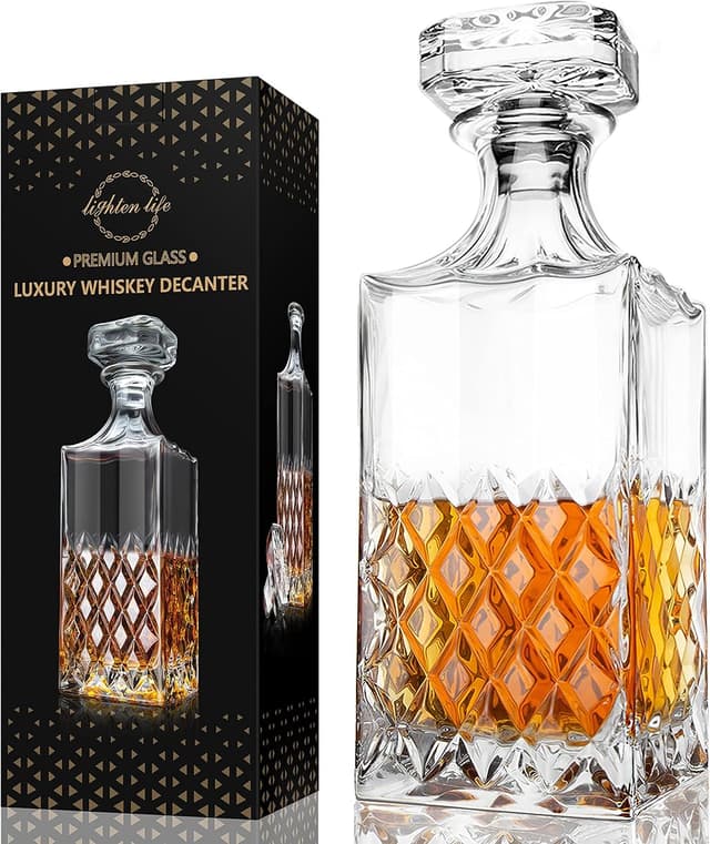 LIGHTEN LIFE Crystal Decanter with Stopper, 29 oz