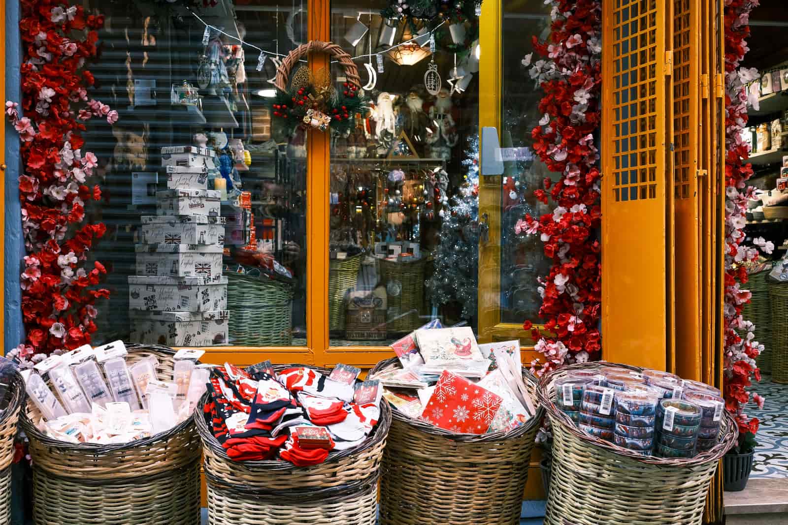 A gift hamper filled with wrapped items