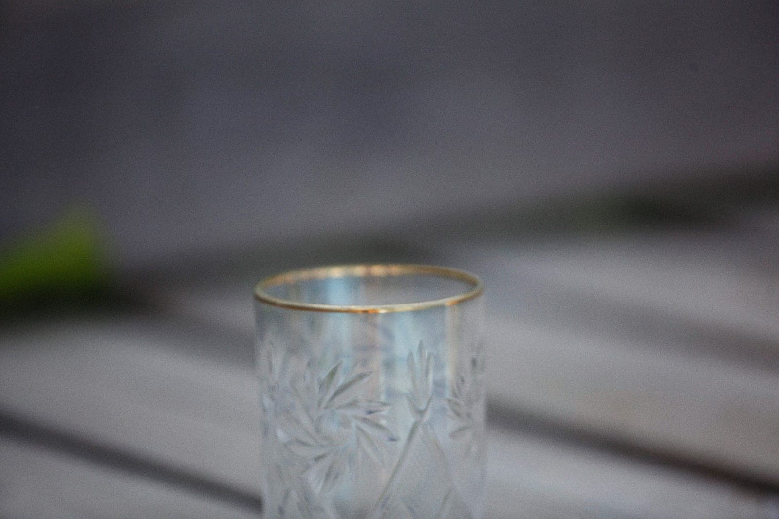 Engraved glassware photographed close up