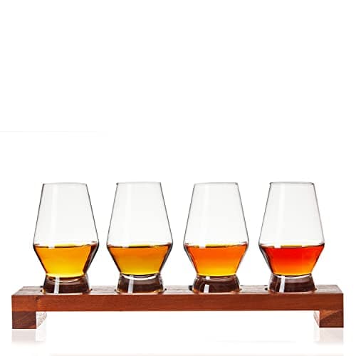 Viski Spirit tasting flight set with wooden tray