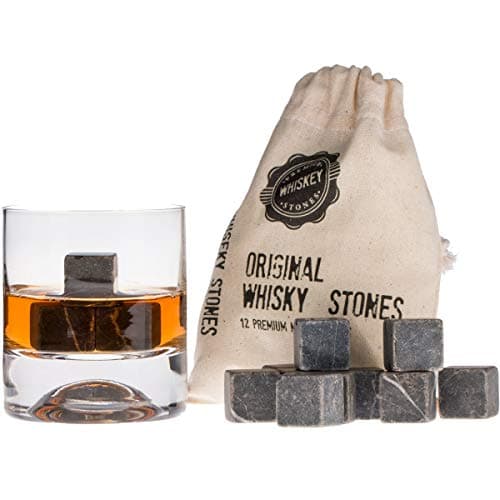 Whiskey Stones, 12-Piece Marble Set with Bag