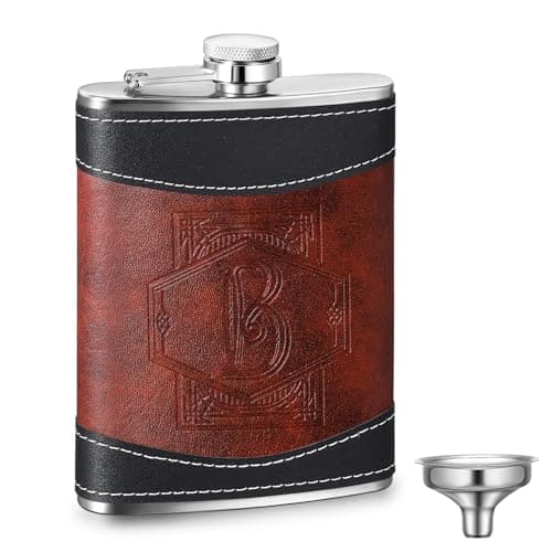 Baderke Leather 8 oz Flask with Initial