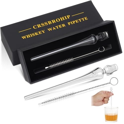 Crssbrohip Whiskey Glass Water Pipette with Cleaning Brush