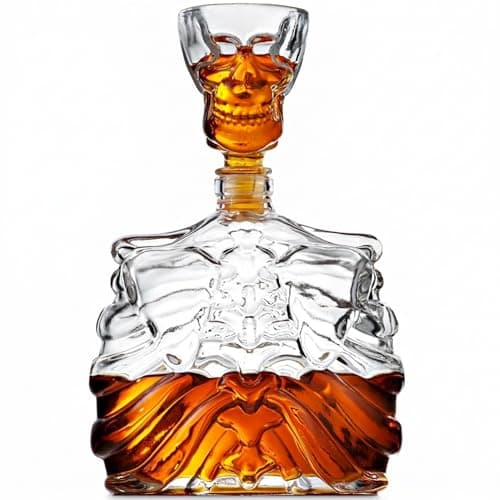Godinger Skull Whiskey Decanter with Shot Glass Stopper, 32 oz