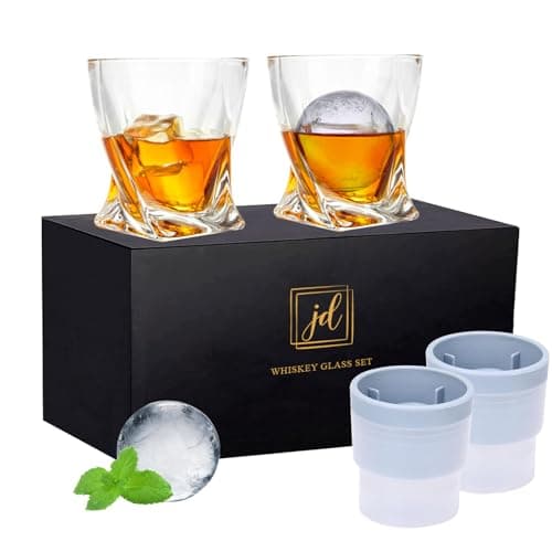 Rocks Glass Set in Gift Box with 2 Ice Ball Molds, 11 oz