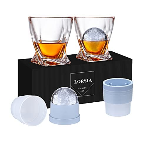 Rocks Glasses and Ice Ball Molds Gift Box, 11 oz