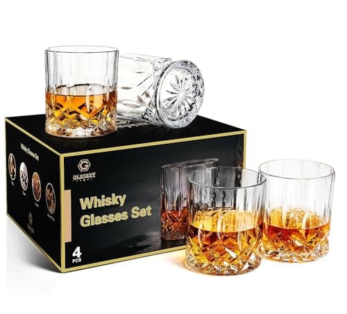 GLASKEY Rocks Glasses, Set of 4, 11 oz