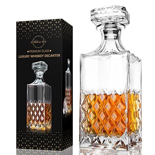 LIGHTEN LIFE Crystal Decanter with Stopper, 29 oz