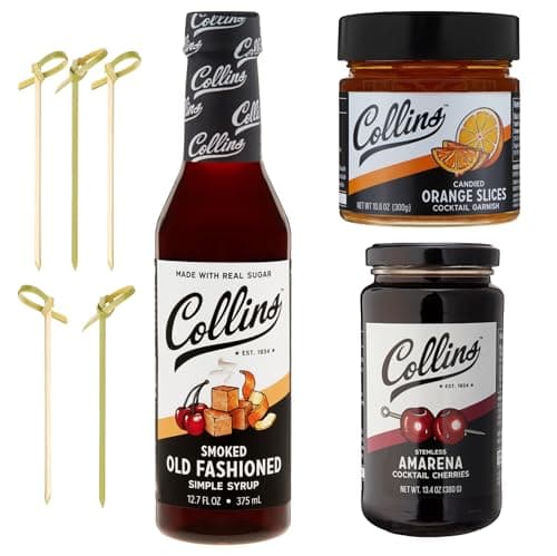 Collins Smoked Old Fashioned Kit with syrup, cherries, orange and picks