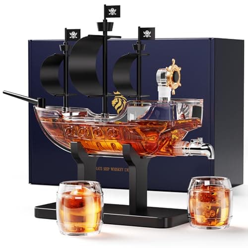Kollea Pirate Ship Decanter Gift Set with 2 Glasses, 36.53 oz