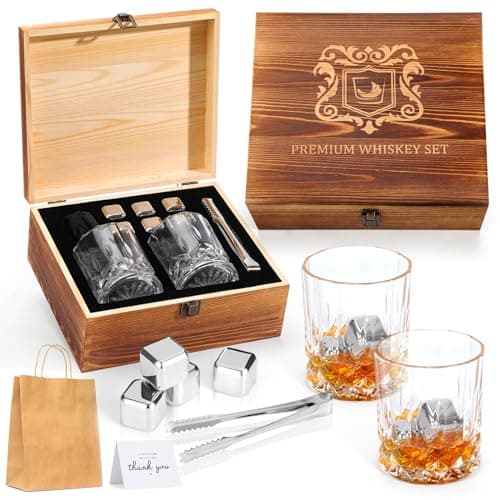 Rocks Glasses and Stones Set with Wooden Gift Box