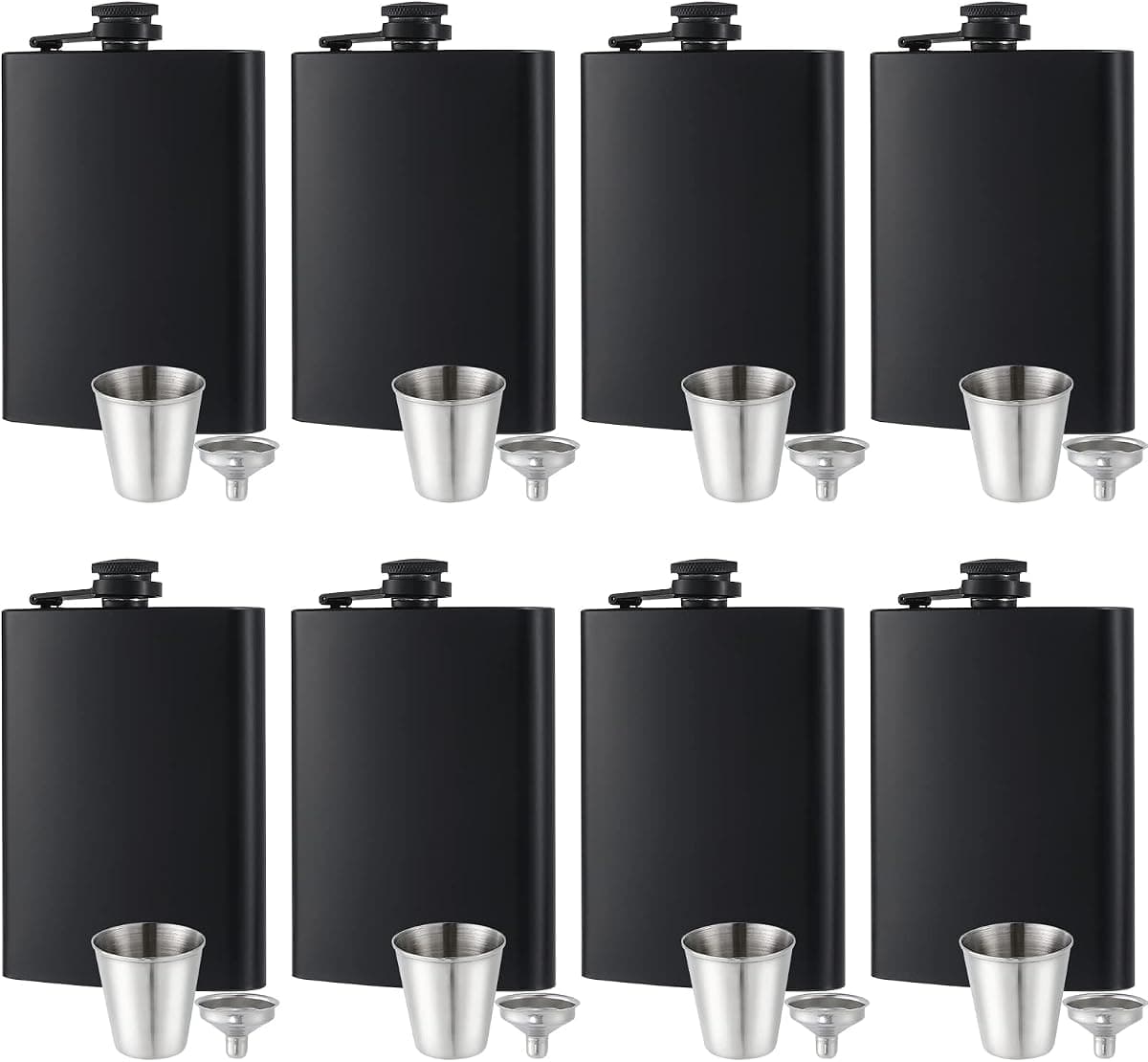GliSun 8-Piece Flask Set with Cups and Funnels