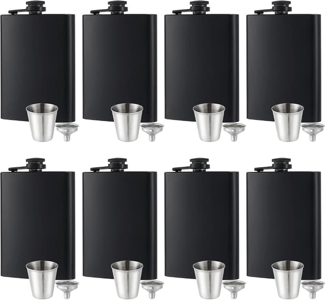 GliSun 8-Piece Flask Set with Cups and Funnels