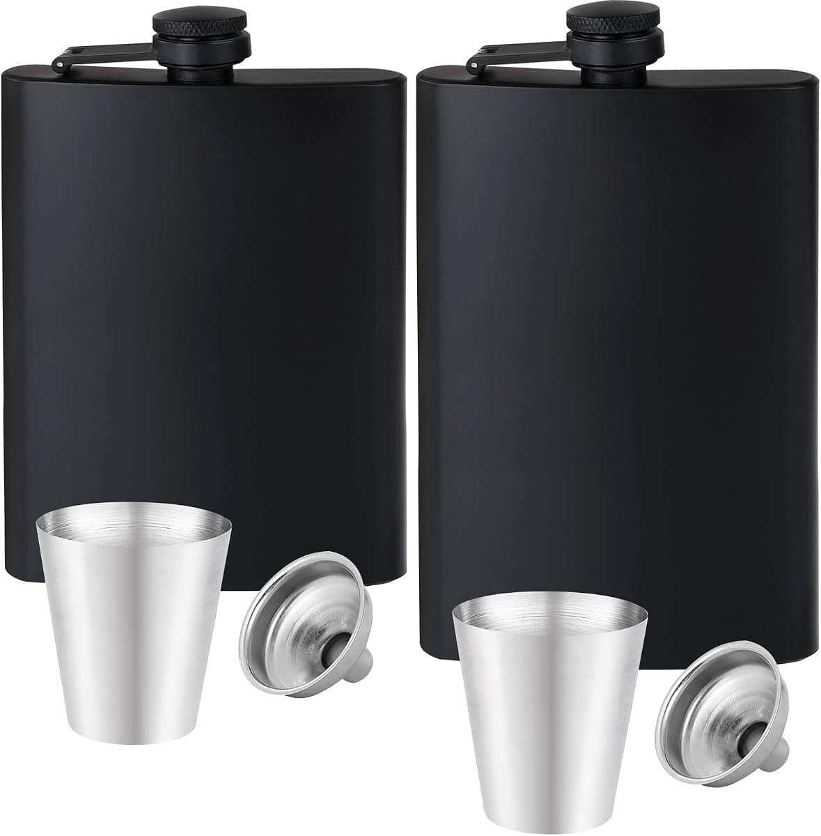 GADIEDIE 12 oz and 8 oz Flask Set, Matte Black