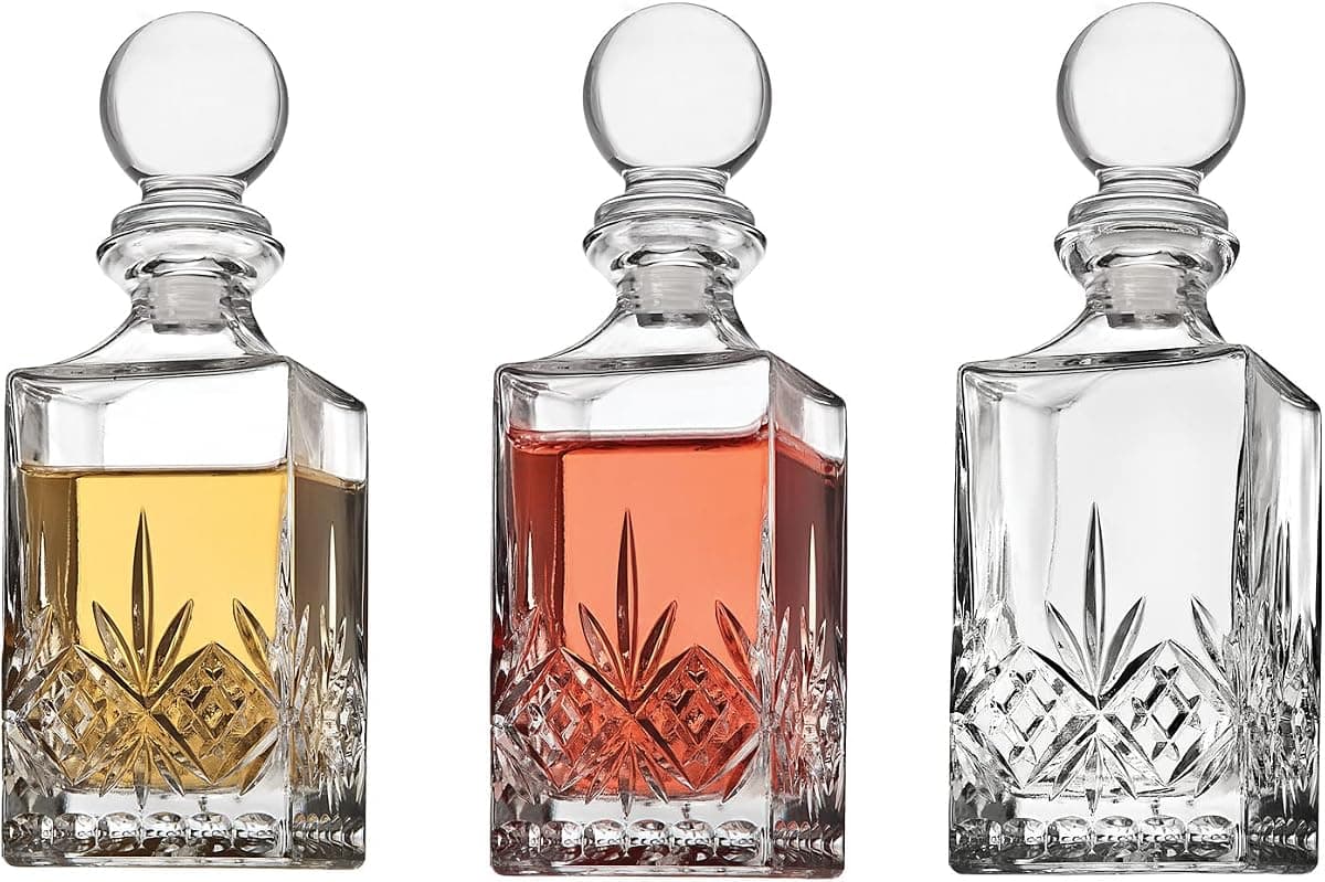 Godinger Mini Decanter Bottles, Set of 3, 10 oz