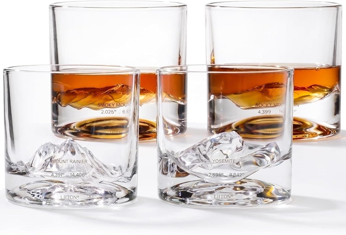 LIITON American Peaks Old Fashioned Glasses, Set of 4