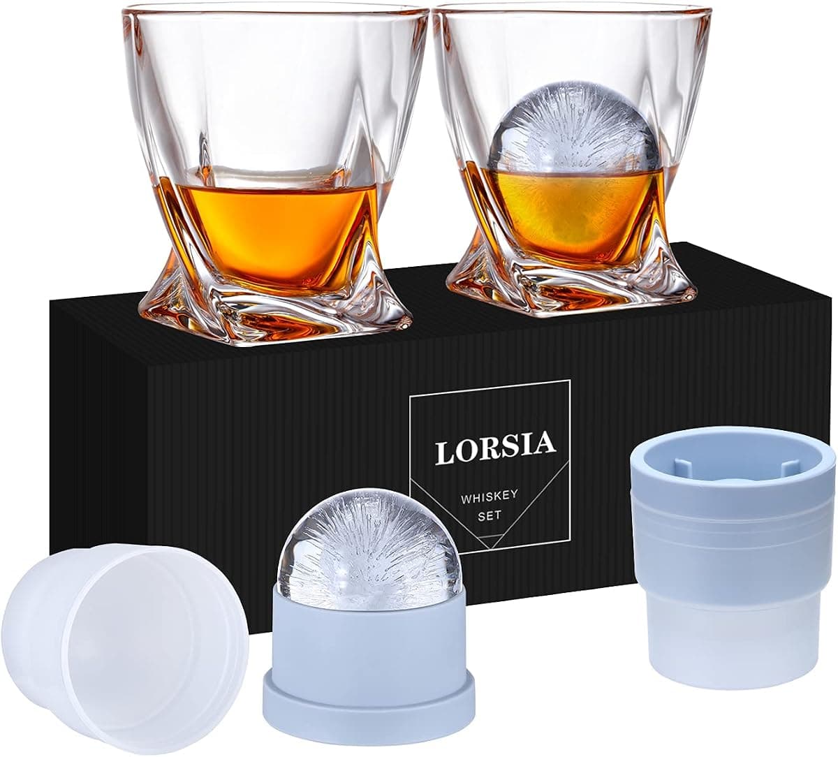 Rocks Glasses and Ice Ball Molds Gift Box, 11 oz