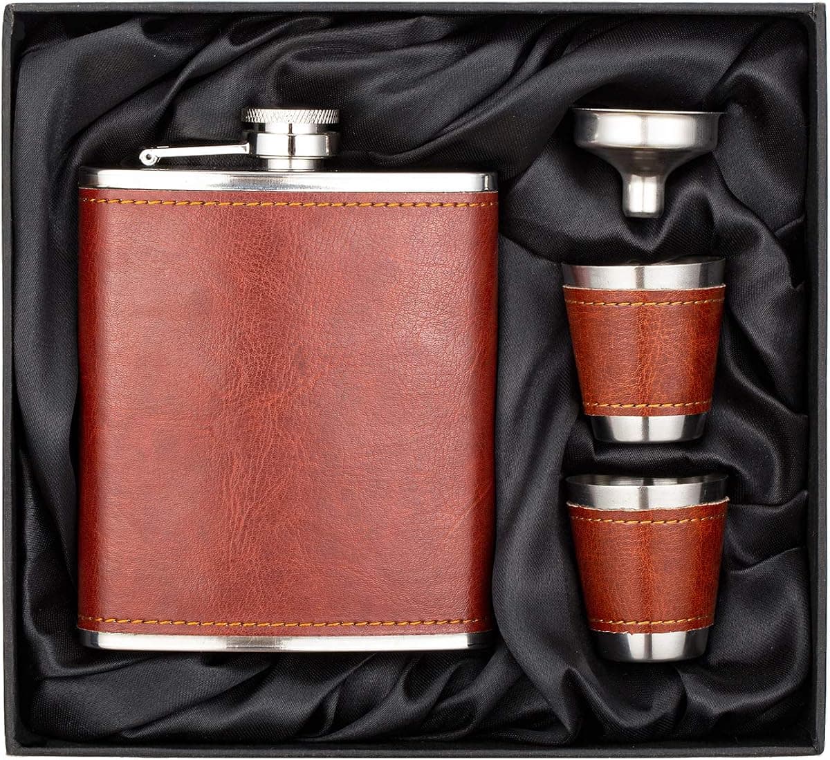 7 oz Hip Flask Gift Set with 2 Cups and Funnel