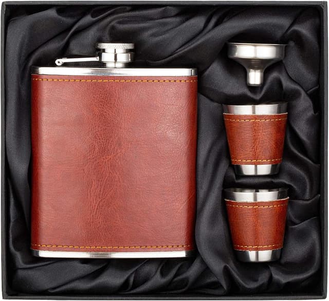 7 oz Hip Flask Gift Set with 2 Cups and Funnel